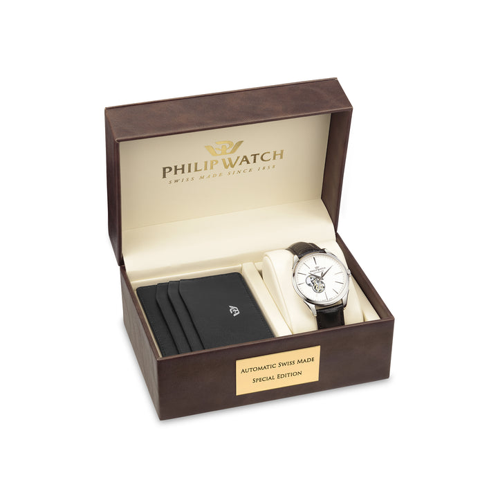 Philip Watch ROMA 41MM AUTO W/SILVER DIAL BLACK ST