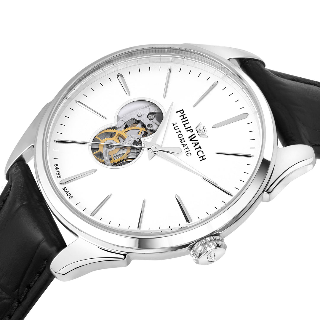 Philip Watch ROMA 41MM AUTO W/SILVER DIAL BLACK ST