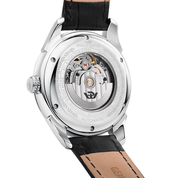 Philip Watch ROMA 41MM AUTO W/SILVER DIAL BLACK ST
