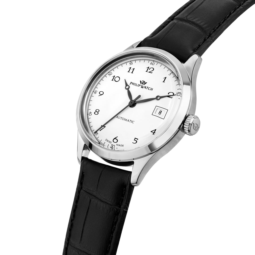 Philip Watch MUSEUM 40MM AUTO WHITE DIAL BLACK ST
