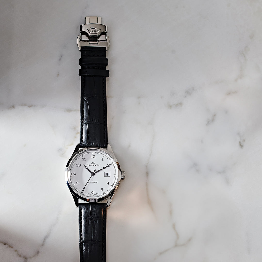 Philip Watch MUSEUM 40MM AUTO WHITE DIAL BLACK ST