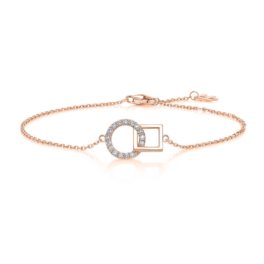 Interlocking Circle & Square Natural Diamond Bracelet in 18K Rose Gold CK174783