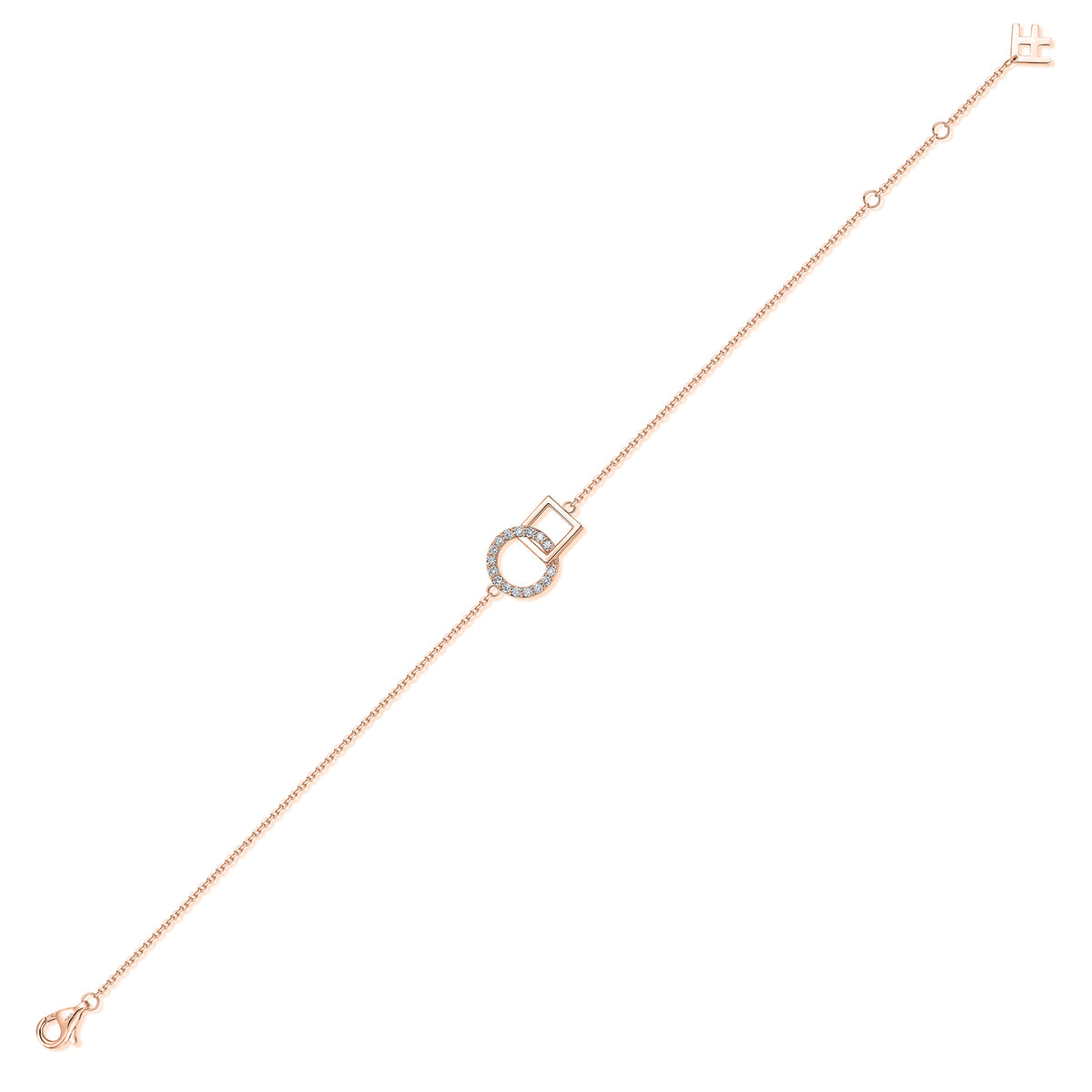 Interlocking Circle & Square Natural Diamond Bracelet in 18K Rose Gold CK174783