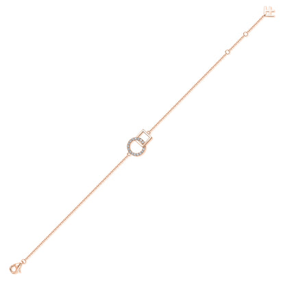 Interlocking Circle & Square Natural Diamond Bracelet in 18K Rose Gold CK174783