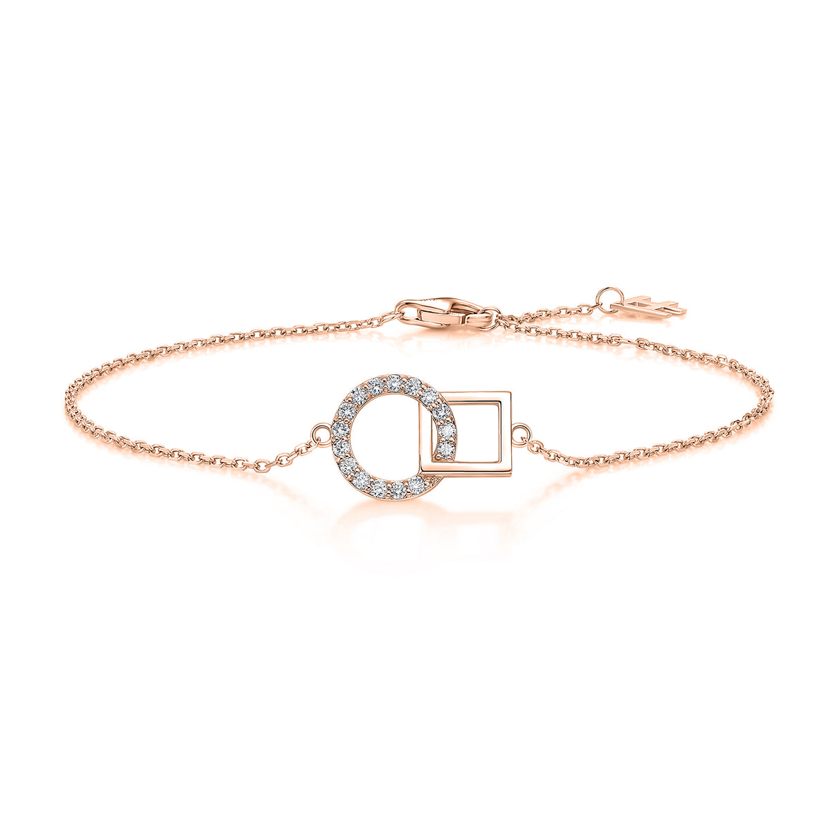 Interlocking Circle & Square Natural Diamond Bracelet in 18K Rose Gold CK174784