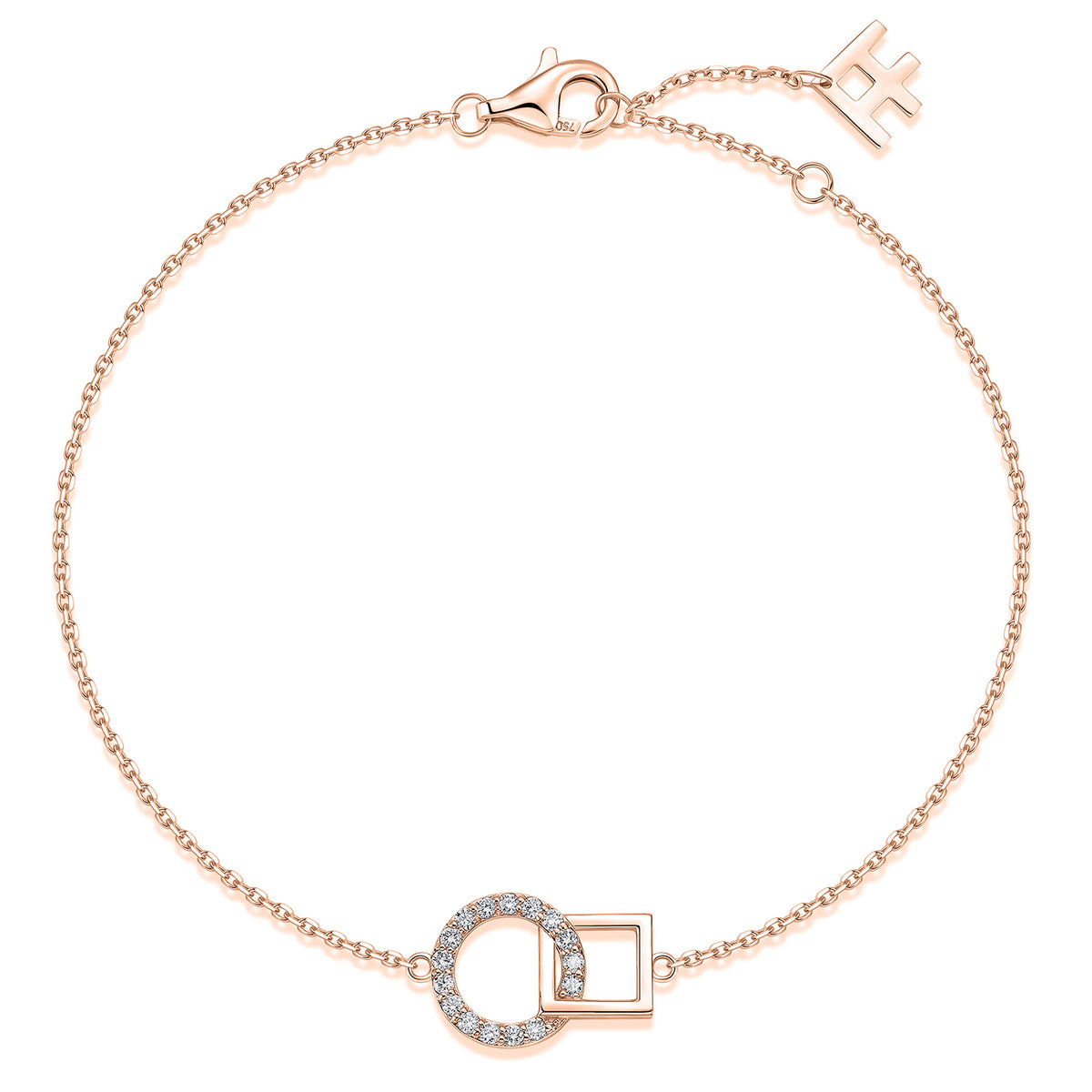 Interlocking Circle & Square Natural Diamond Bracelet in 18K Rose Gold CK174784