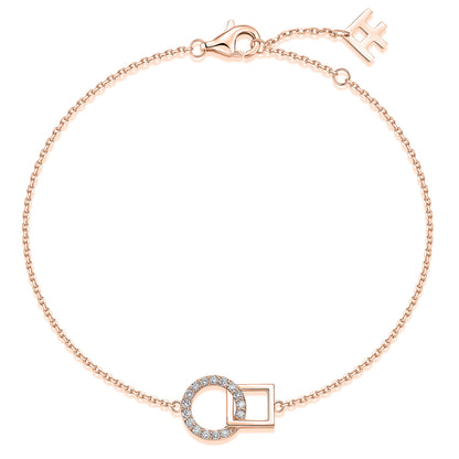 Interlocking Circle & Square Natural Diamond Bracelet in 18K Rose Gold CK174784