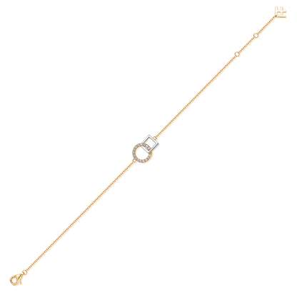 Interlocking Circle & Square Natural Diamond Bracelet in 18K Two-Tone Yellow & White Gold CK174801