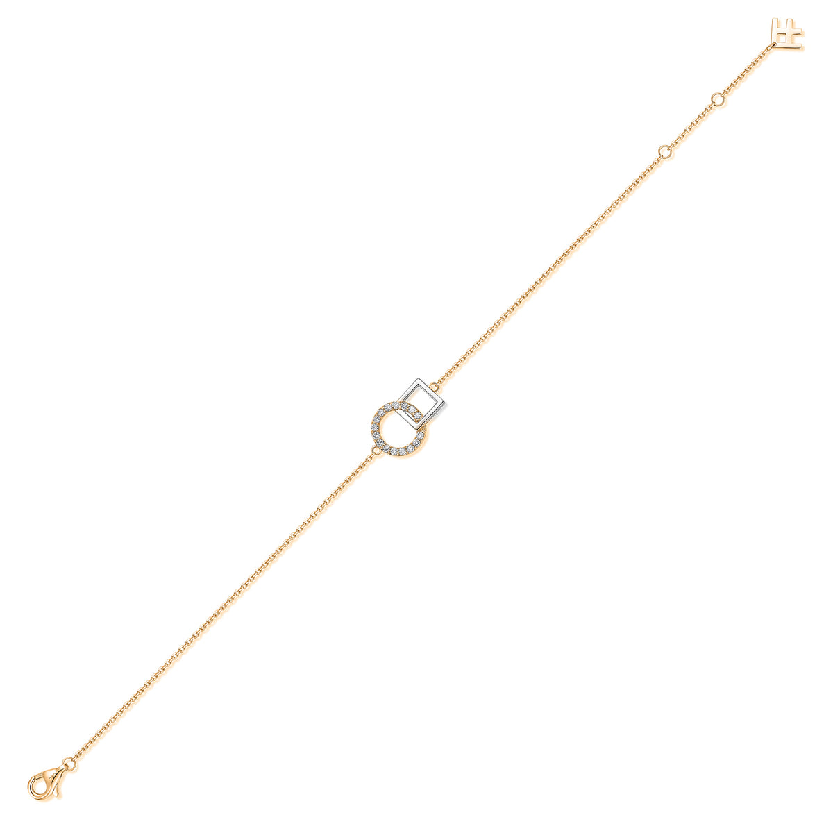 Interlocking Circle & Square Natural Diamond Bracelet in 18K Two-Tone Yellow & White Gold CK174802