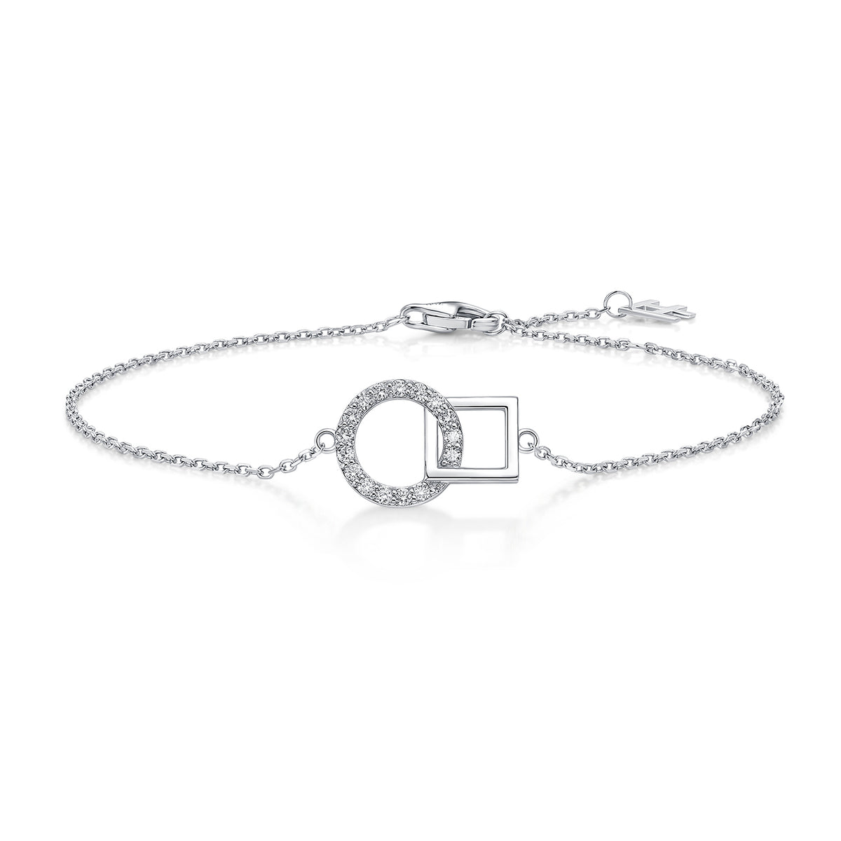 Interlocking Circle & Square Natural Diamond Bracelet in 18K White Gold CK174785