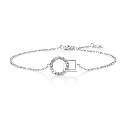 Interlocking Circle & Square Natural Diamond Bracelet in 18K White Gold CK174786