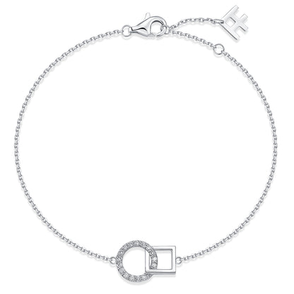 Interlocking Circle & Square Natural Diamond Bracelet in 18K White Gold CK174786