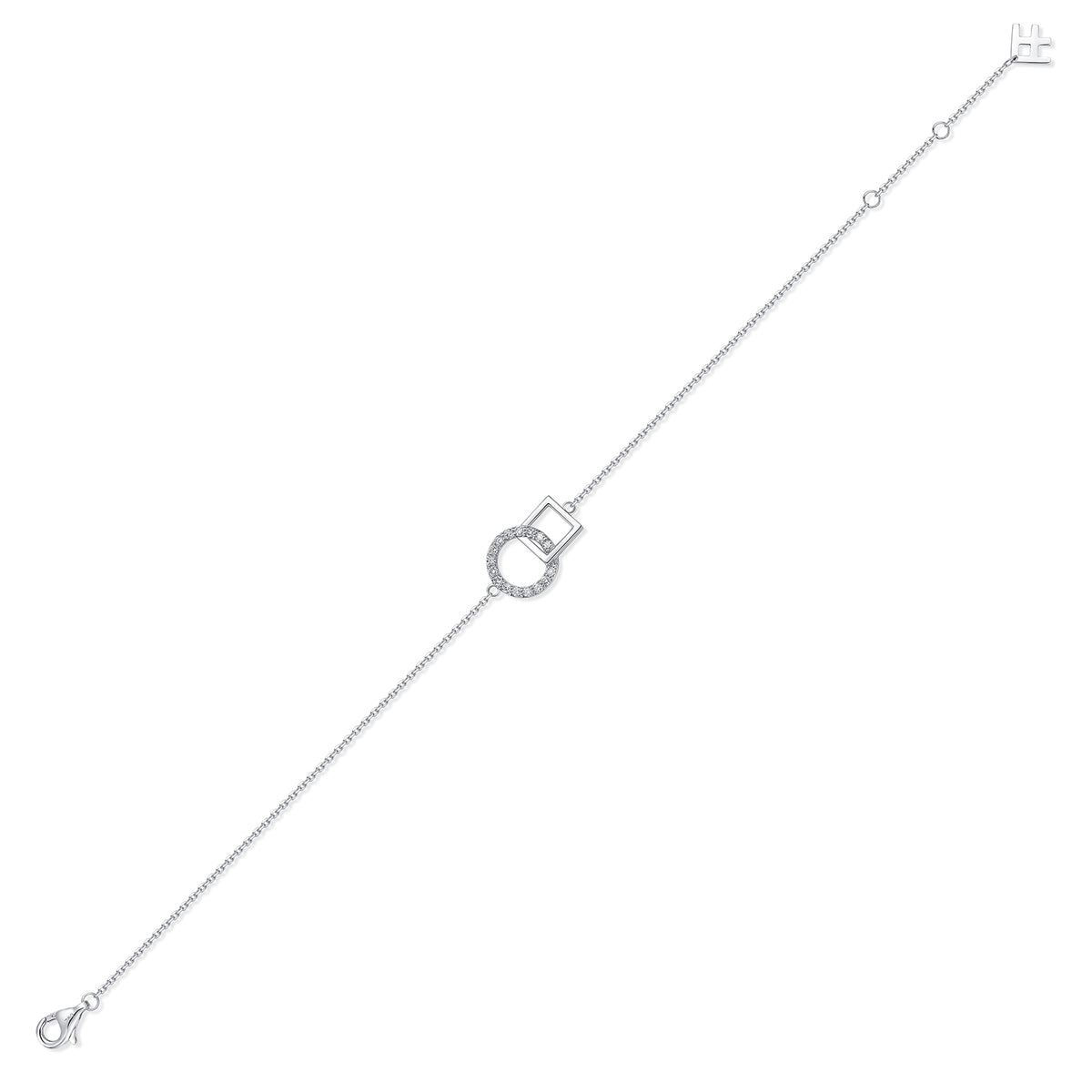 Interlocking Circle & Square Natural Diamond Bracelet in 18K White Gold CK174786