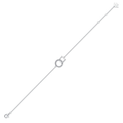 Interlocking Circle & Square Natural Diamond Bracelet in 18K White Gold CK174786