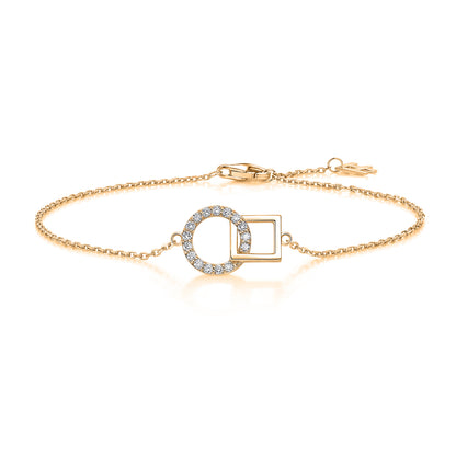 Interlocking Circle & Square Natural Diamond Bracelet in 18K Yellow Gold CK174814