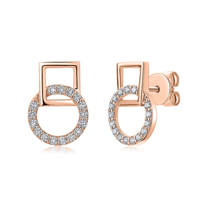 Interlocking Circle & Square Natural Diamond Earrings in 18K Rose Gold CK174761