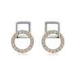 Interlocking Circle & Square Natural Diamond Earrings in 18K Two-Tone Yellow & White Gold CK174586