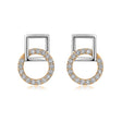 Interlocking Circle & Square Natural Diamond Earrings in 18K Two-Tone Yellow & White Gold CK174587