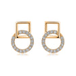 Interlocking Circle & Square Natural Diamond Earrings in 18K Yellow Gold CK174581