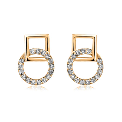 Interlocking Circle & Square Natural Diamond Earrings in 18K Yellow Gold CK174581