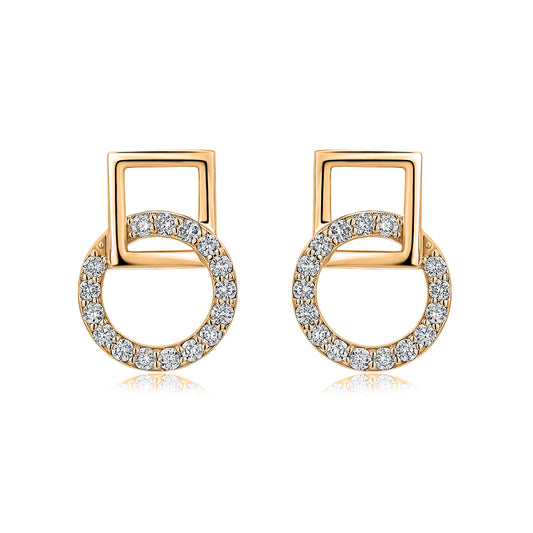 Interlocking Circle & Square Natural Diamond Earrings in 18K Yellow Gold CK174581