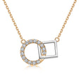 Interlocking Circle & Square Natural Diamond Necklace in 18K Two-Tone Yellow & White Gold CK174828