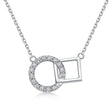 Interlocking Circle & Square Natural Diamond Necklace in 18K White Gold CK174855