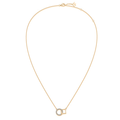Interlocking Circle & Square Natural Diamond Necklace in 18K Yellow Gold CK174865