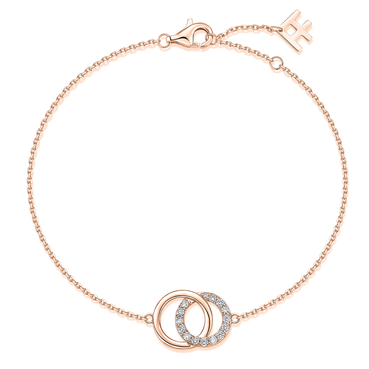 Interlocking Circles Natural Diamond Bracelet in 18K Rose Gold CK174787