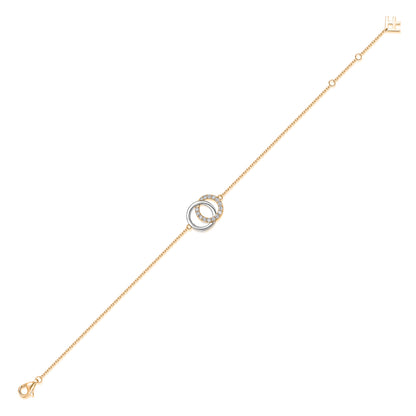Interlocking Circles Natural Diamond Bracelet in 18K Two-Tone Yellow & White Gold CK174804