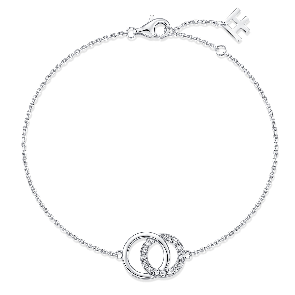 Interlocking Circles Natural Diamond Bracelet in 18K White Gold CK174789
