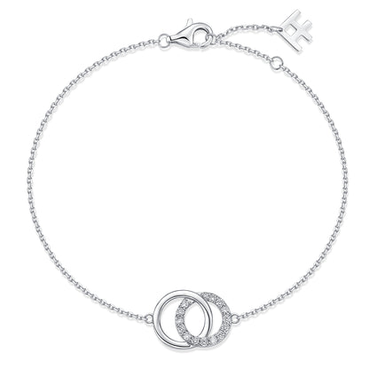 Interlocking Circles Natural Diamond Bracelet in 18K White Gold CK174789