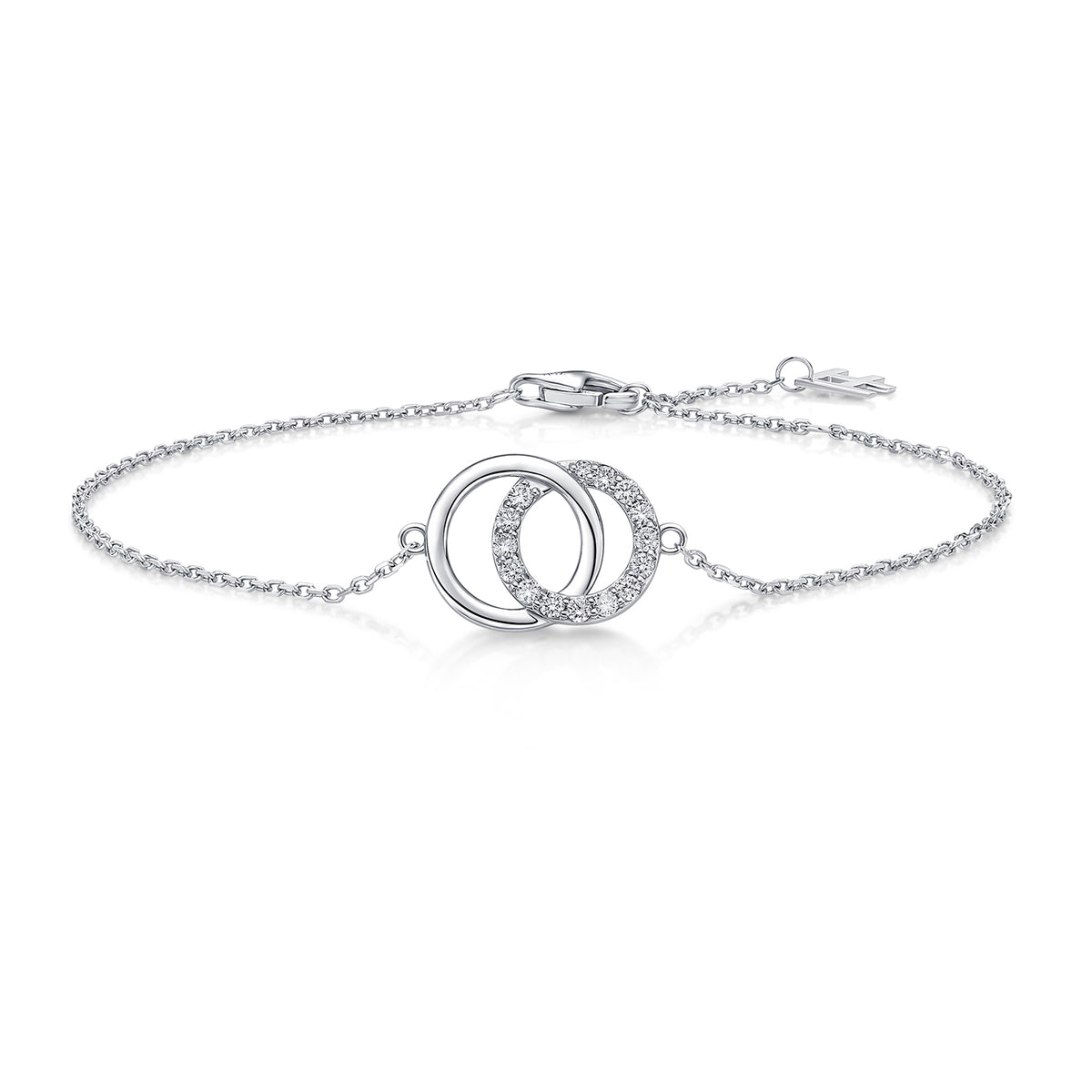 Interlocking Circles Natural Diamond Bracelet in 18K White Gold CK174790
