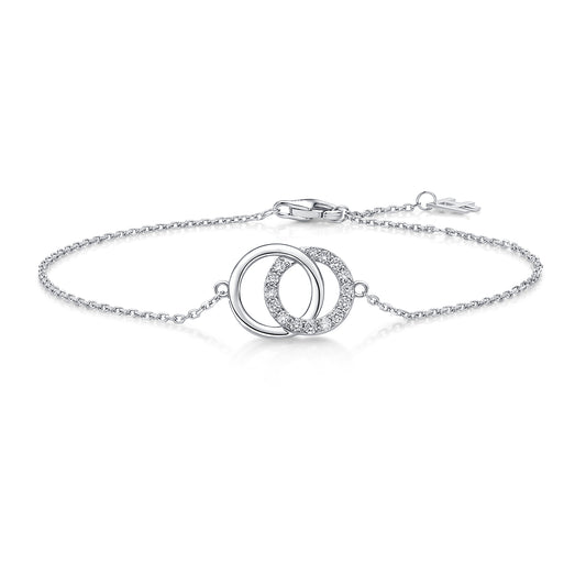 Interlocking Circles Natural Diamond Bracelet in 18K White Gold CK174790