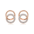 Interlocking Circles Natural Diamond Earrings in 18K Rose Gold CK174741