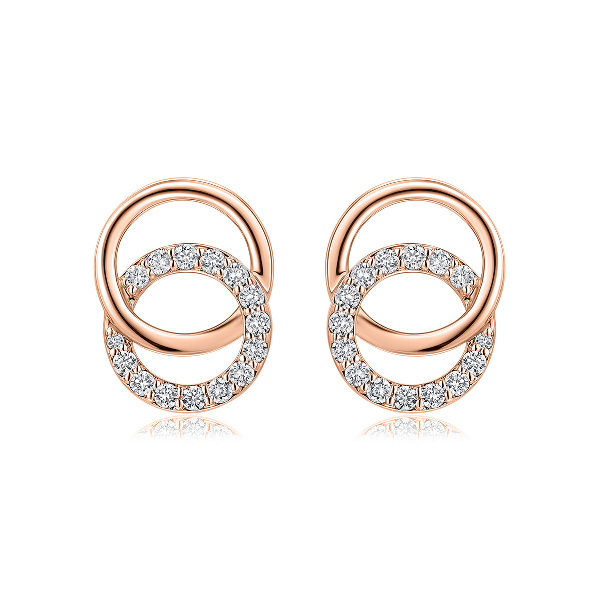 Interlocking Circles Natural Diamond Earrings in 18K Rose Gold CK174741