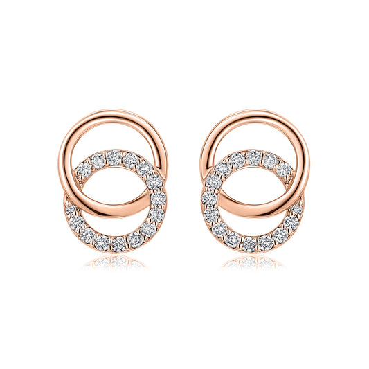 Interlocking Circles Natural Diamond Earrings in 18K Rose Gold CK174741