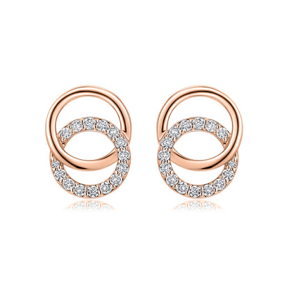 Interlocking Circles Natural Diamond Earrings in 18K Rose Gold CK174742