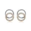 Interlocking Circles Natural Diamond Earrings in 18K Two-Tone Yellow & White Gold CK174588
