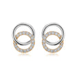 Interlocking Circles Natural Diamond Earrings in 18K Two-Tone Yellow & White Gold CK174589