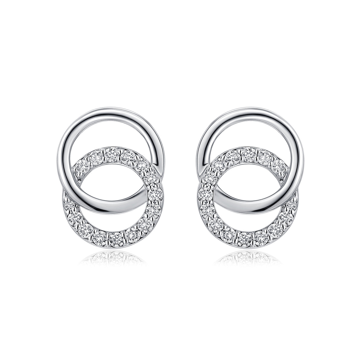 Interlocking Circles Natural Diamond Earrings in 18K White Gold CK174582