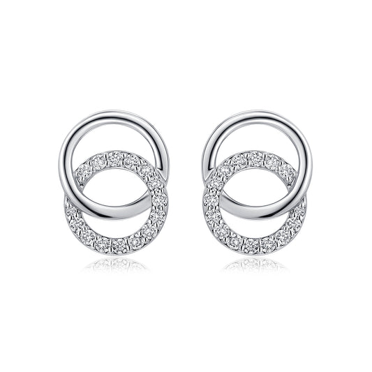 Interlocking Circles Natural Diamond Earrings in 18K White Gold CK174582
