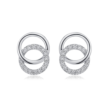 Interlocking Circles Natural Diamond Earrings in 18K White Gold CK174583