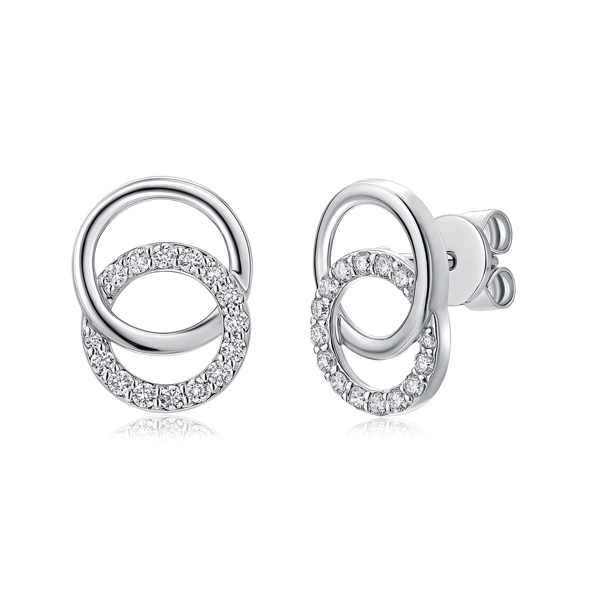 Interlocking Circles Natural Diamond Earrings in 18K White Gold CK174583