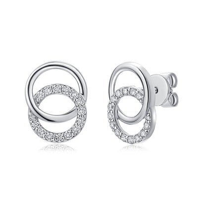 Interlocking Circles Natural Diamond Earrings in 18K White Gold CK174583