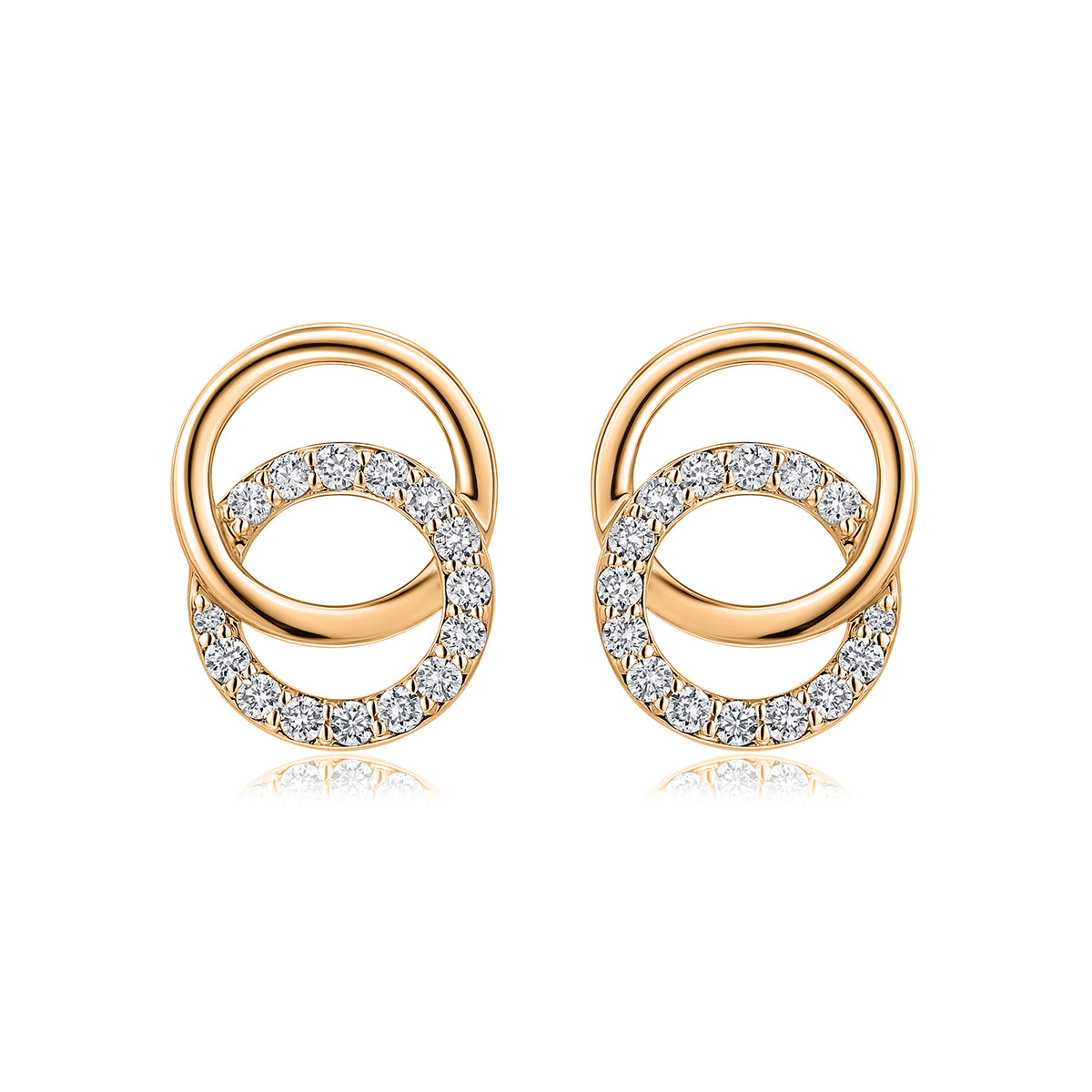 Interlocking Circles Natural Diamond Earrings in 18K Yellow Gold CK174765