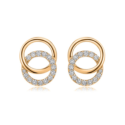 Interlocking Circles Natural Diamond Earrings in 18K Yellow Gold CK174765