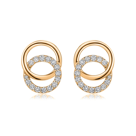 Interlocking Circles Natural Diamond Earrings in 18K Yellow Gold CK174765
