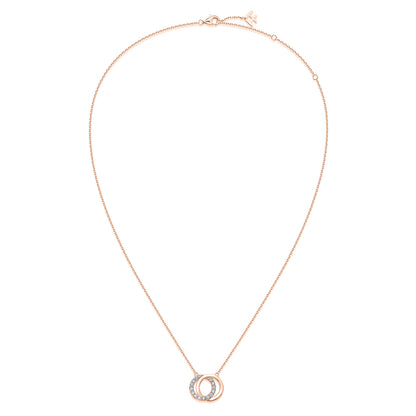 Interlocking Circles Natural Diamond Necklace in 18K Rose Gold CK174840