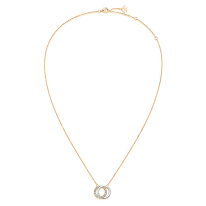 Interlocking Circles Natural Diamond Necklace in 18K Two-Tone Yellow & White Gold CK174832